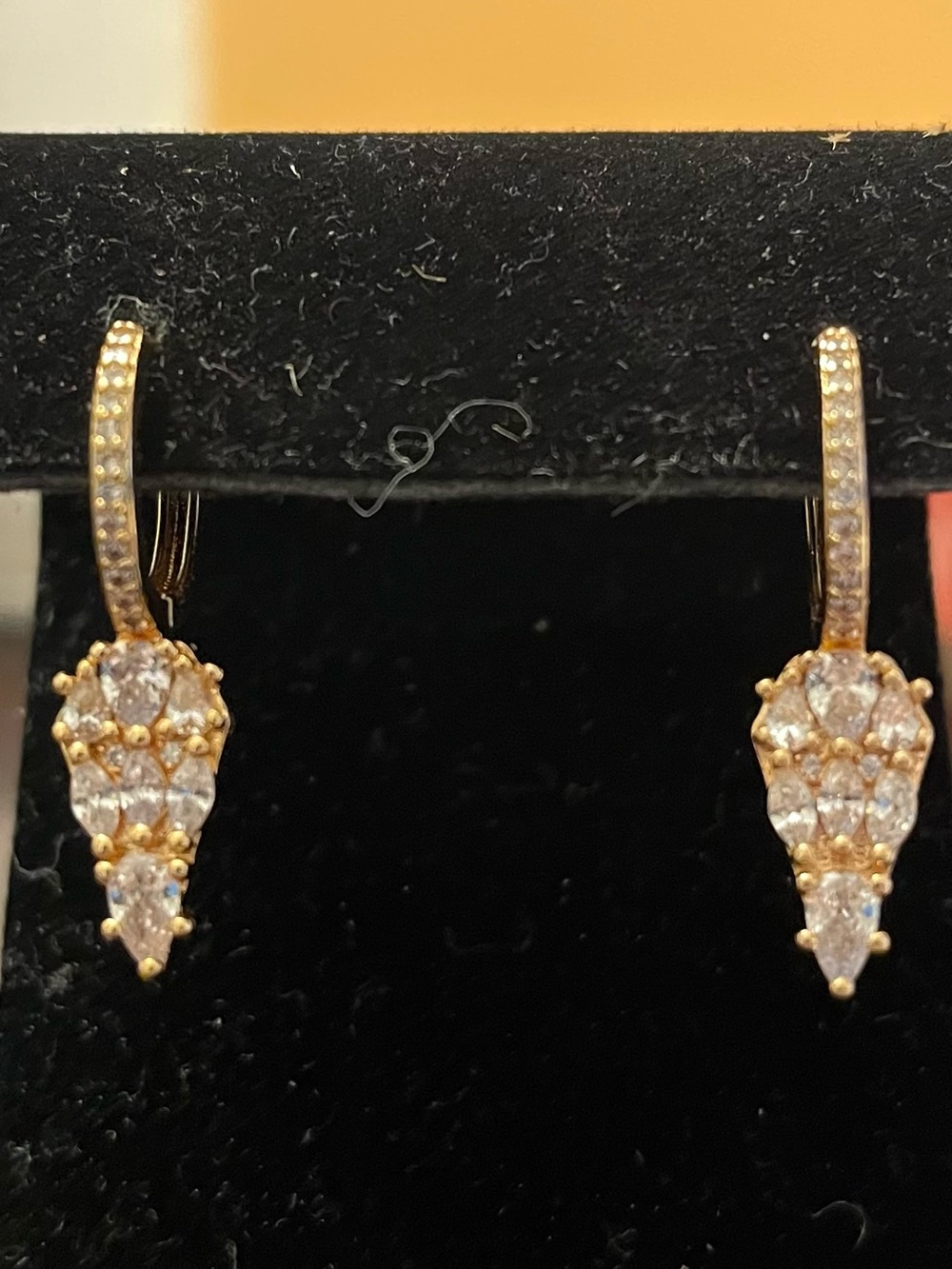 Gold-Tone Crystal Drop Hoop Earrings - Women's Jewelry